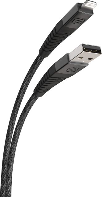 Scosche Strikeline Heavy Duty Lightning Charge and Sync Cable 4ft USB-A to Lightning, Black - ONLINE ONLY